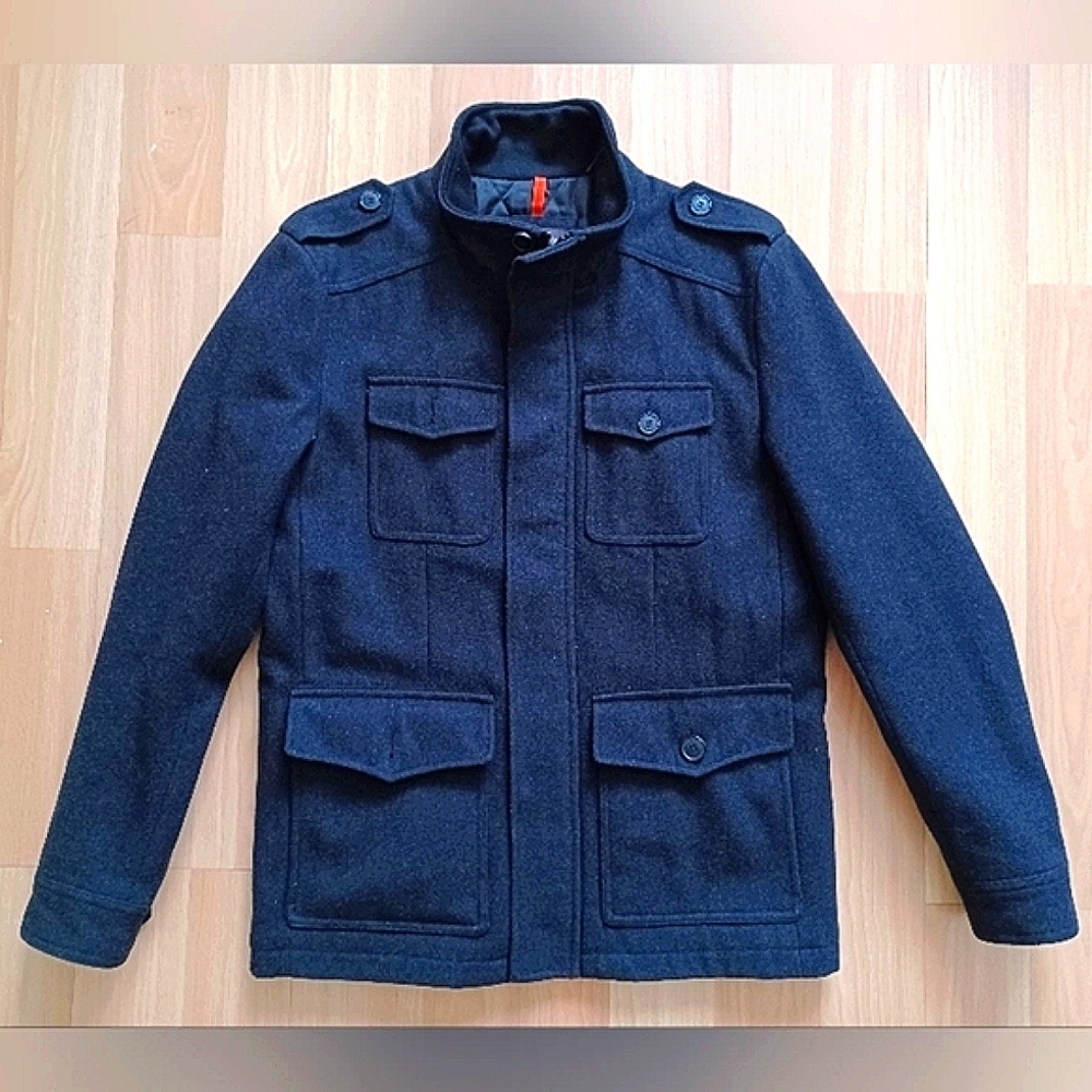 Dockers Men's Size S - Charcoal Wool Blend Insulated Peacoat - Zipper & Buttons